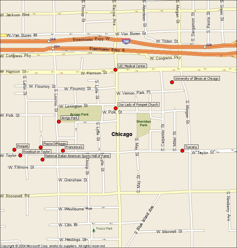 Little Italy Neighborhood Map of Chicago