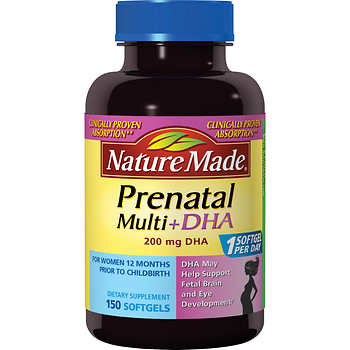 Nature Made Prenatal Multi + DHA 200 mg, 150 Softgels | Costco